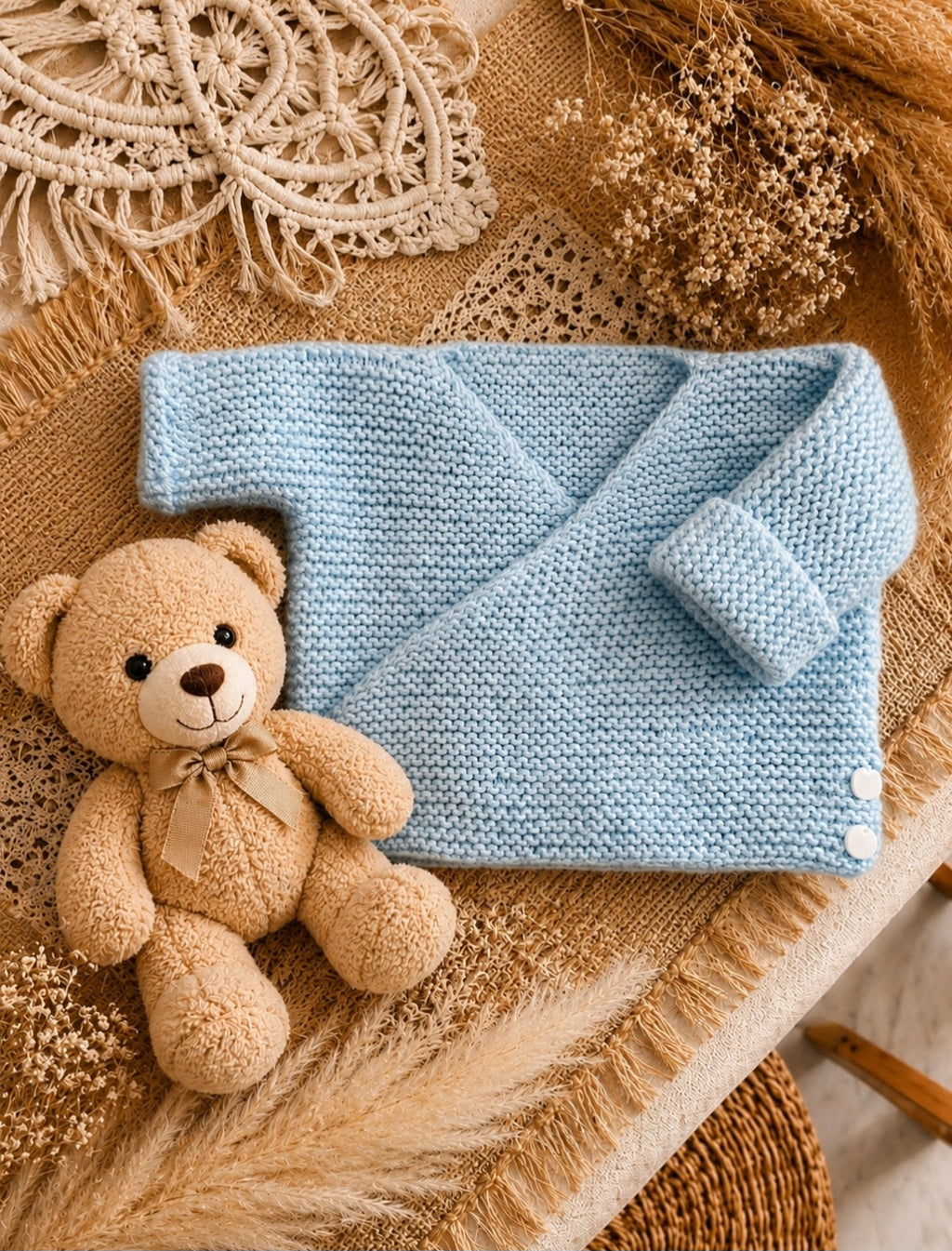 Cache-cœur bébé tricoté main – Fait main💙🧶