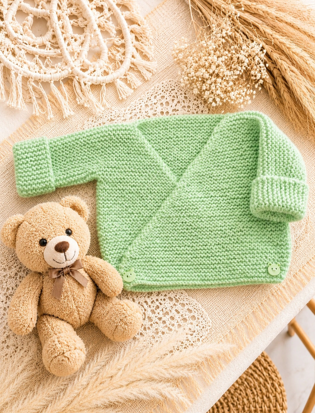 Cache-cœur bébé tricoté main – Fait main💙🧶
