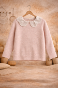 🩷 Pull Enfant - Col brodé