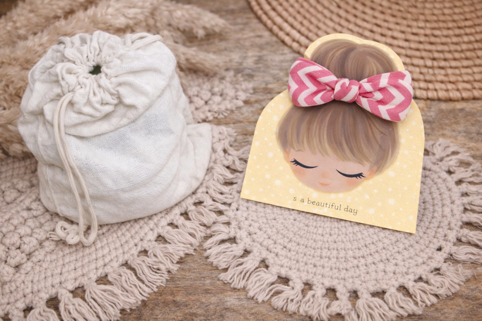 🎀 Élastique cheveux nœud en tissu  – Fait main
