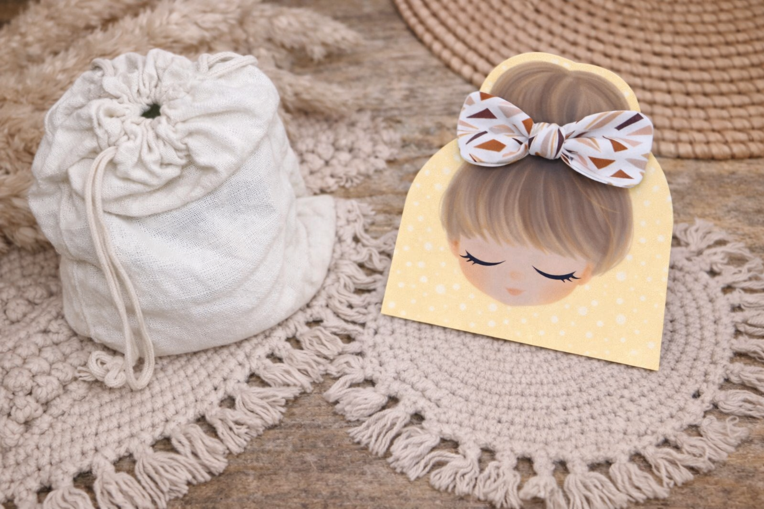 🎀 Élastique cheveux nœud en tissu  – Fait main