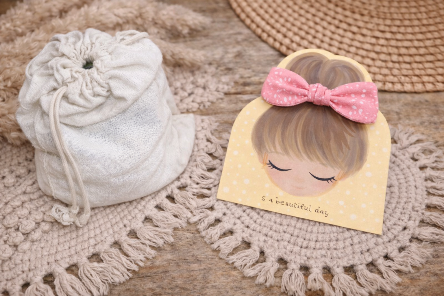 🎀 Élastique cheveux nœud en tissu  – Fait main