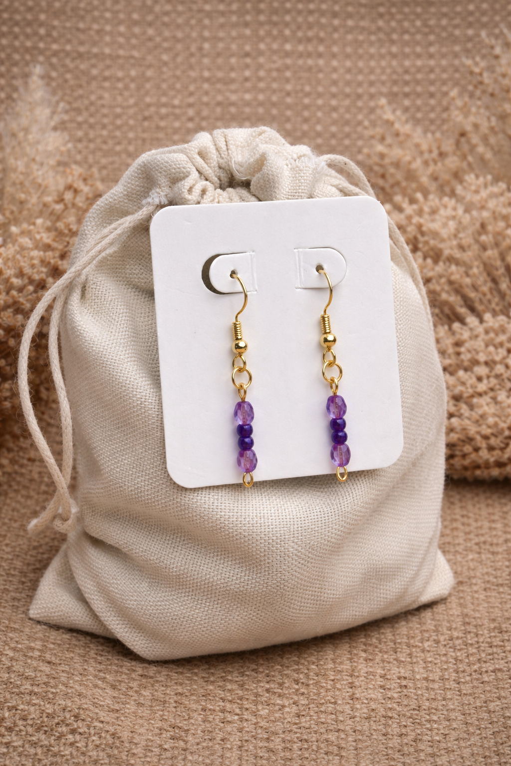 Boucles d’oreilles en perles facettées de verre doré