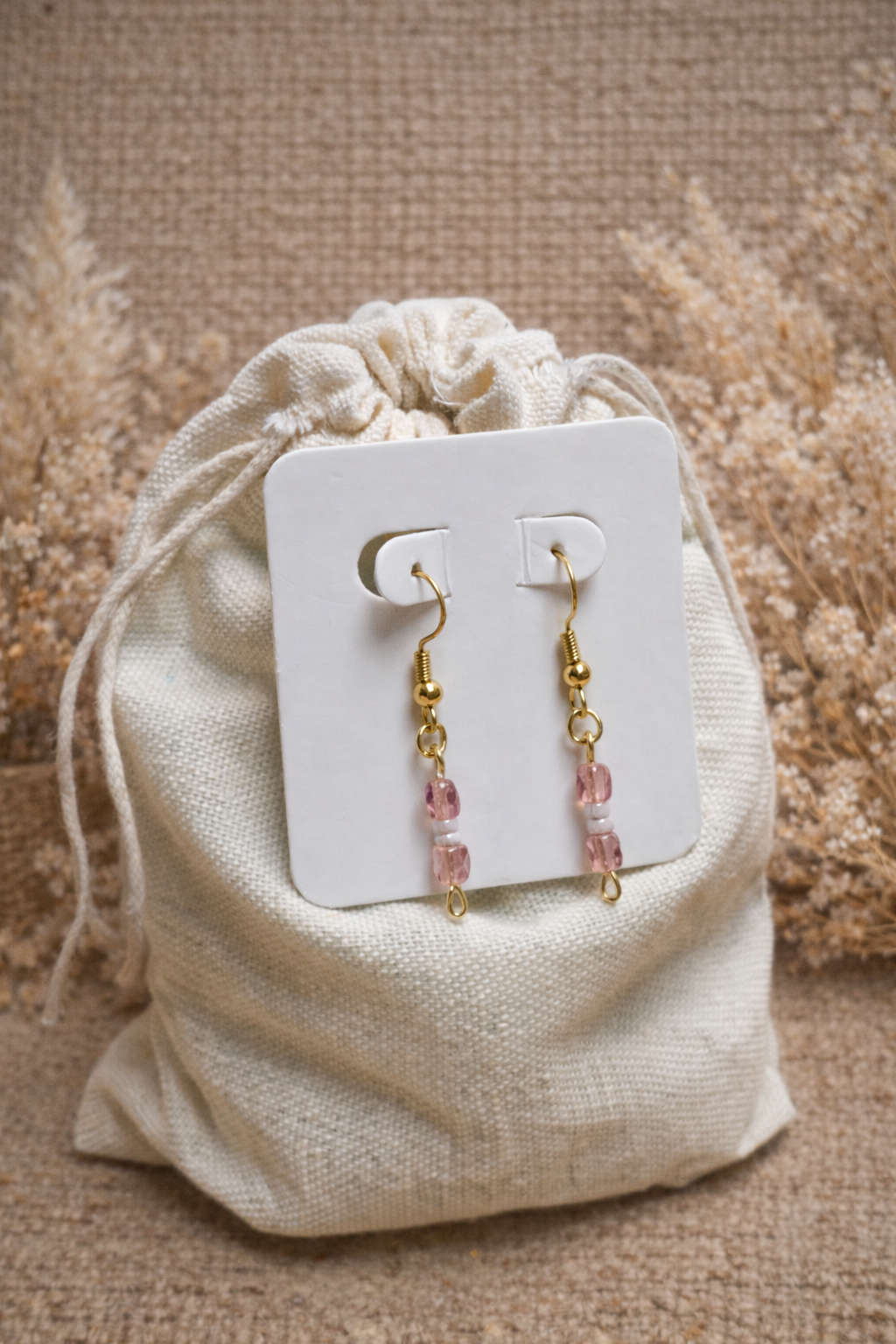 Boucles d’oreilles en perles facettées de verre doré