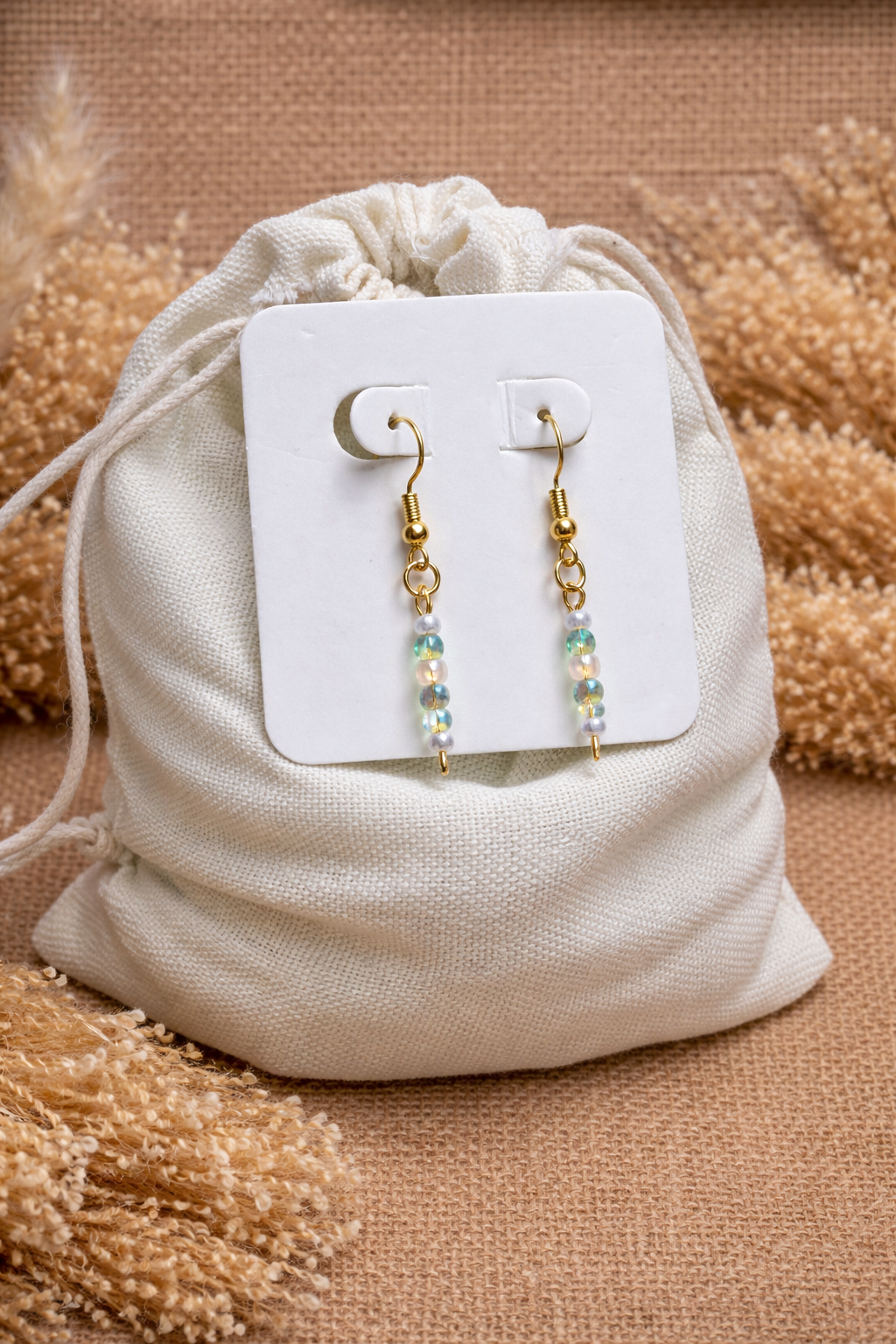 Boucles d’oreilles en perles facettées de verre doré