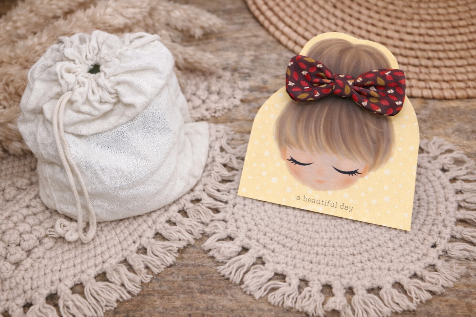 🎀 Élastique cheveux nœud en tissu  – Fait main