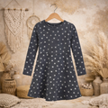 🩷 Robe Enfant- Grise à pois argentés