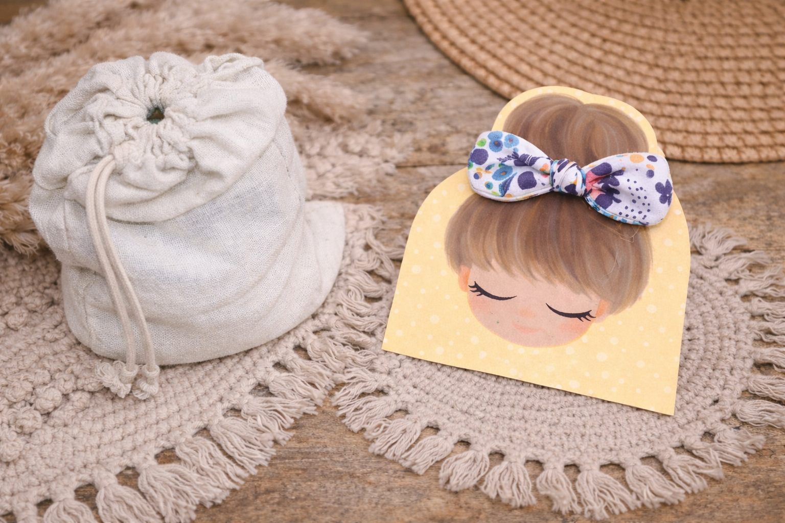 🎀 Élastique cheveux nœud en tissu  – Fait main