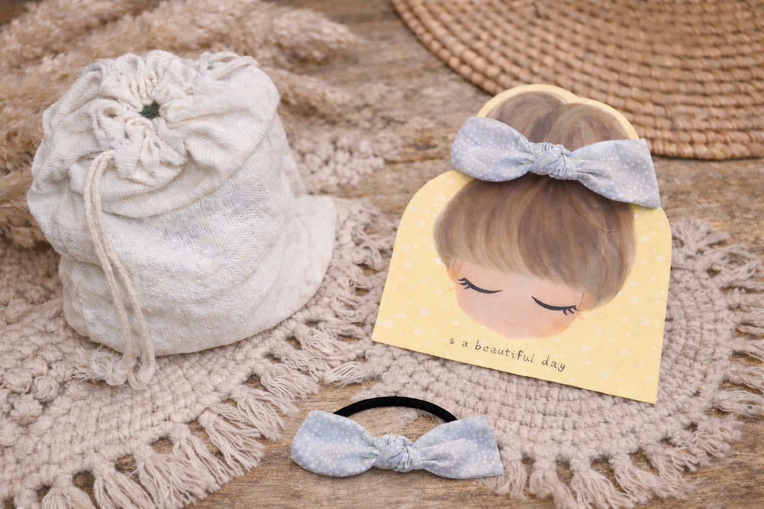 🎀 Élastique cheveux nœud en tissu – Fait main