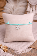 Bracelet cordon turquoise fleur – Fait main