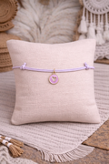 Bracelet cordon lilas cœur – Fait main