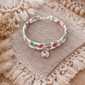 Bracelet tissu cerises - Fait main