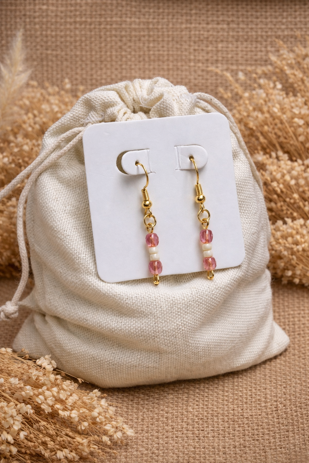 Boucles d’oreilles en perles facettées de verre doré