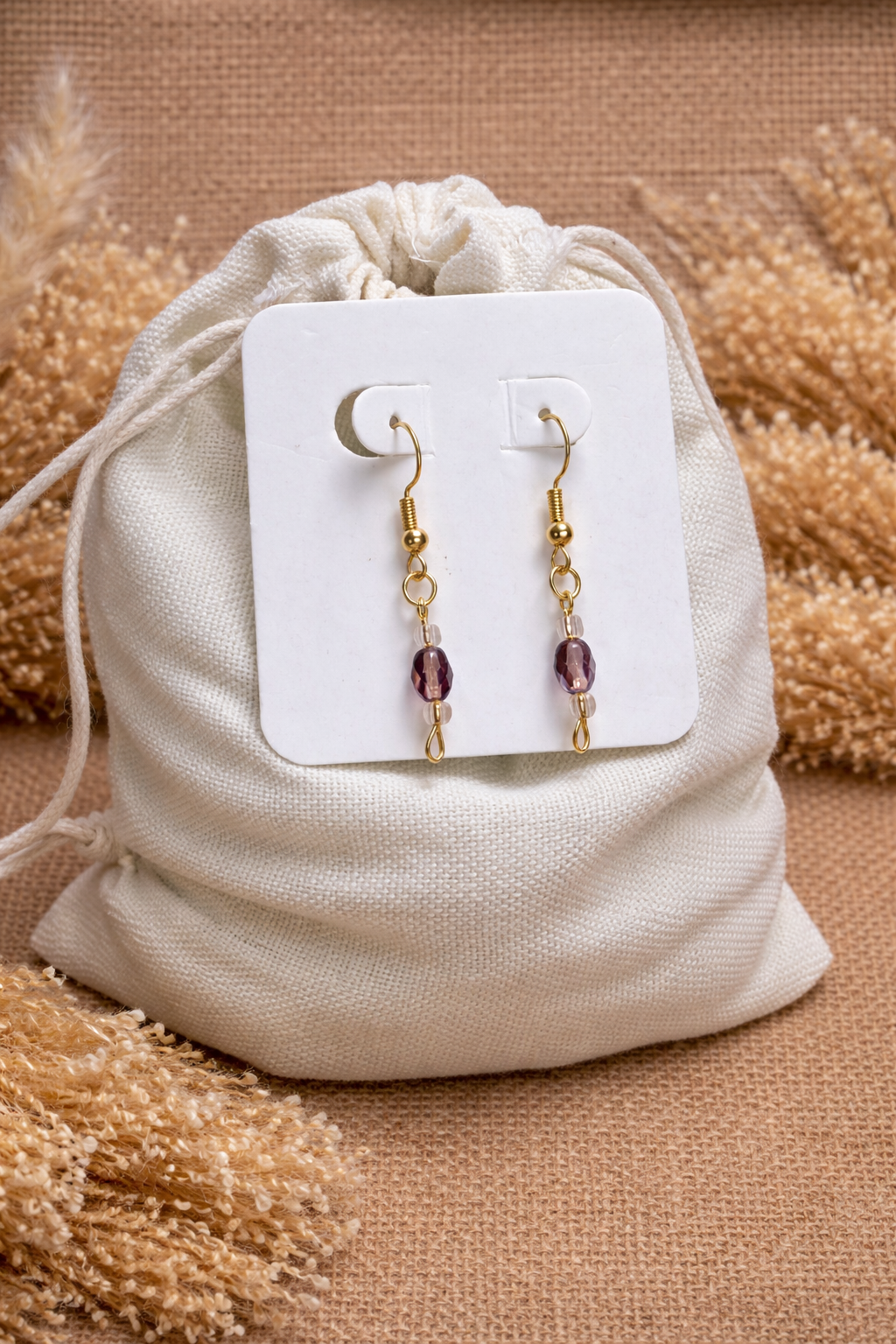 Boucles d’oreilles en perles facettées de verre doré