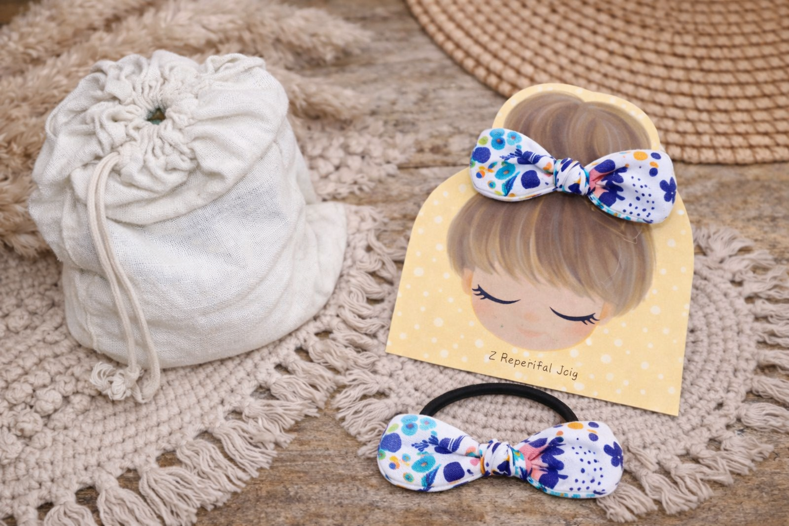 🎀 Élastique cheveux nœud en tissu  – Fait main