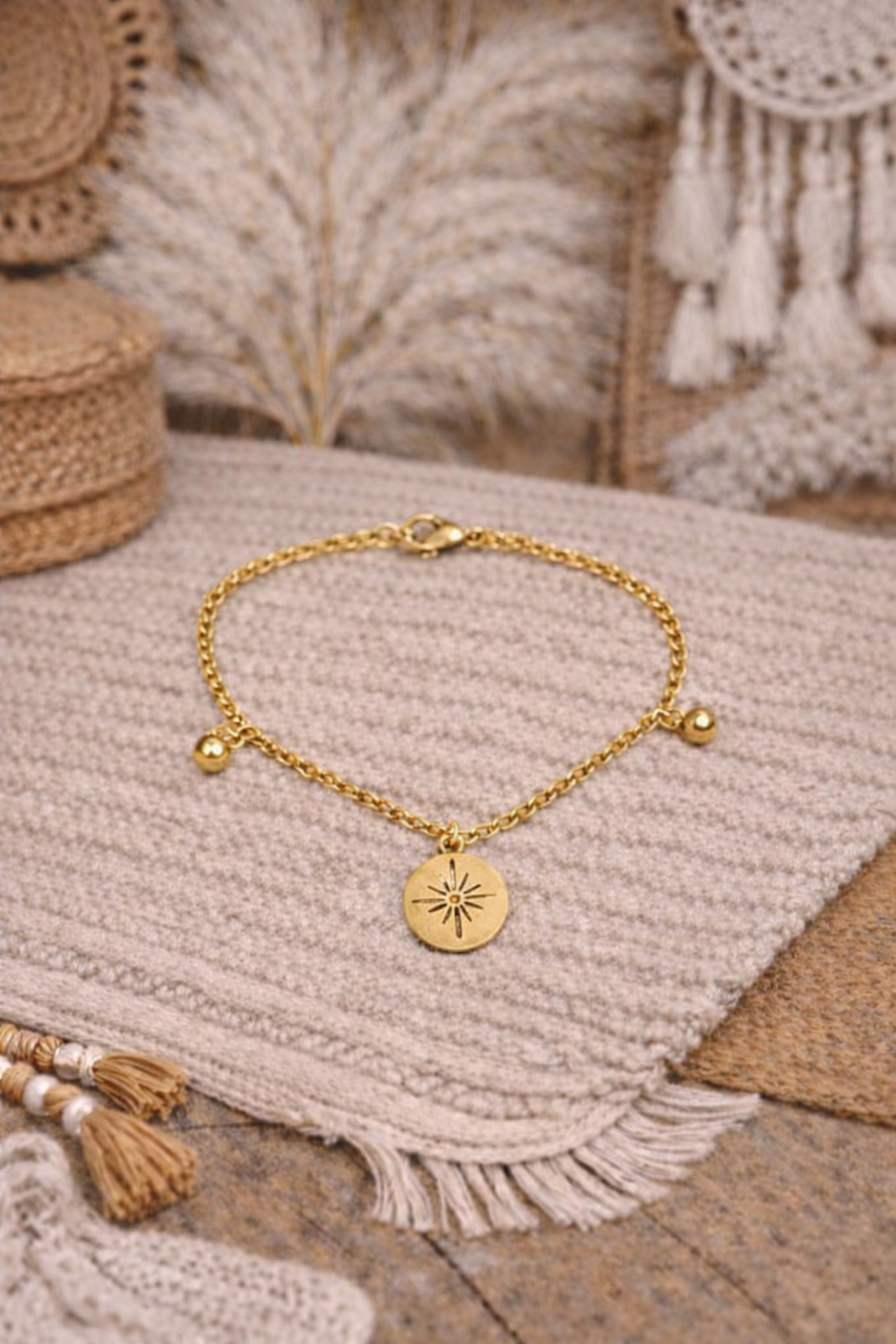 Bracelet chaîne doré Étoile - Acier inoxydable - Fait main