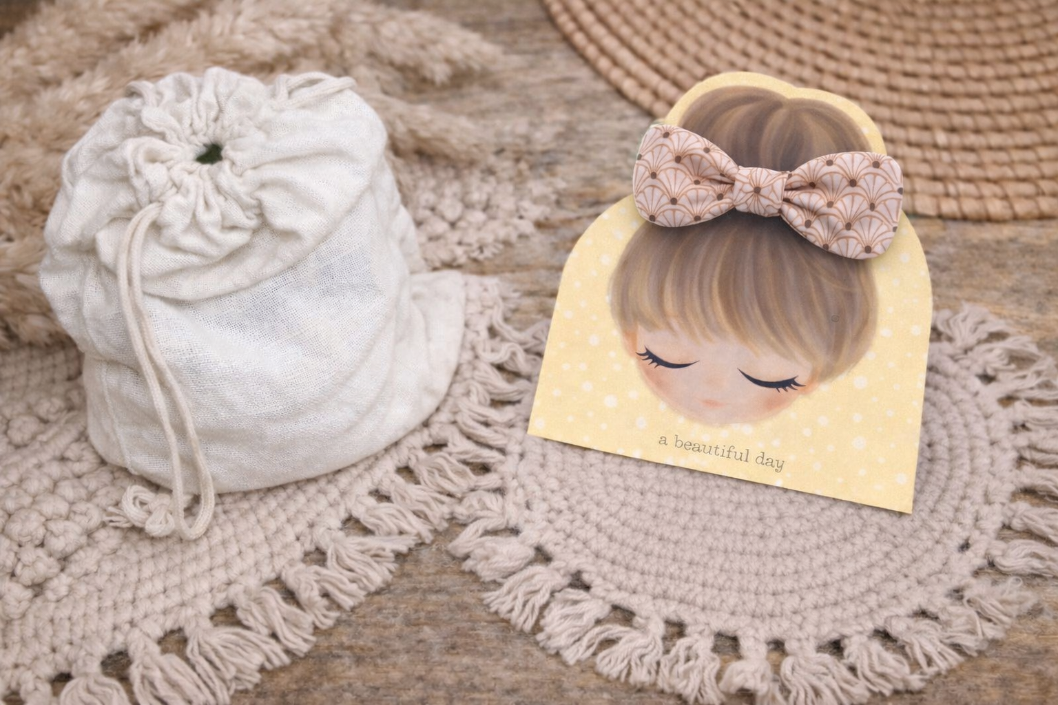 🎀 Élastique cheveux nœud en tissu  – Fait main