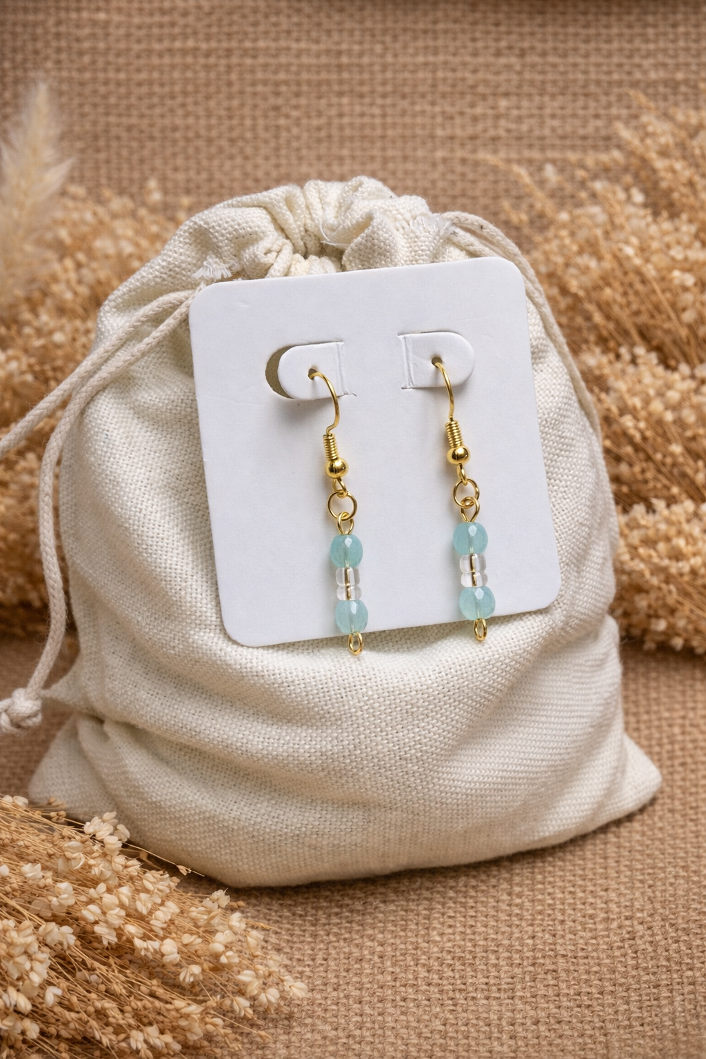 Boucles d’oreilles en perles facettées de verre doré