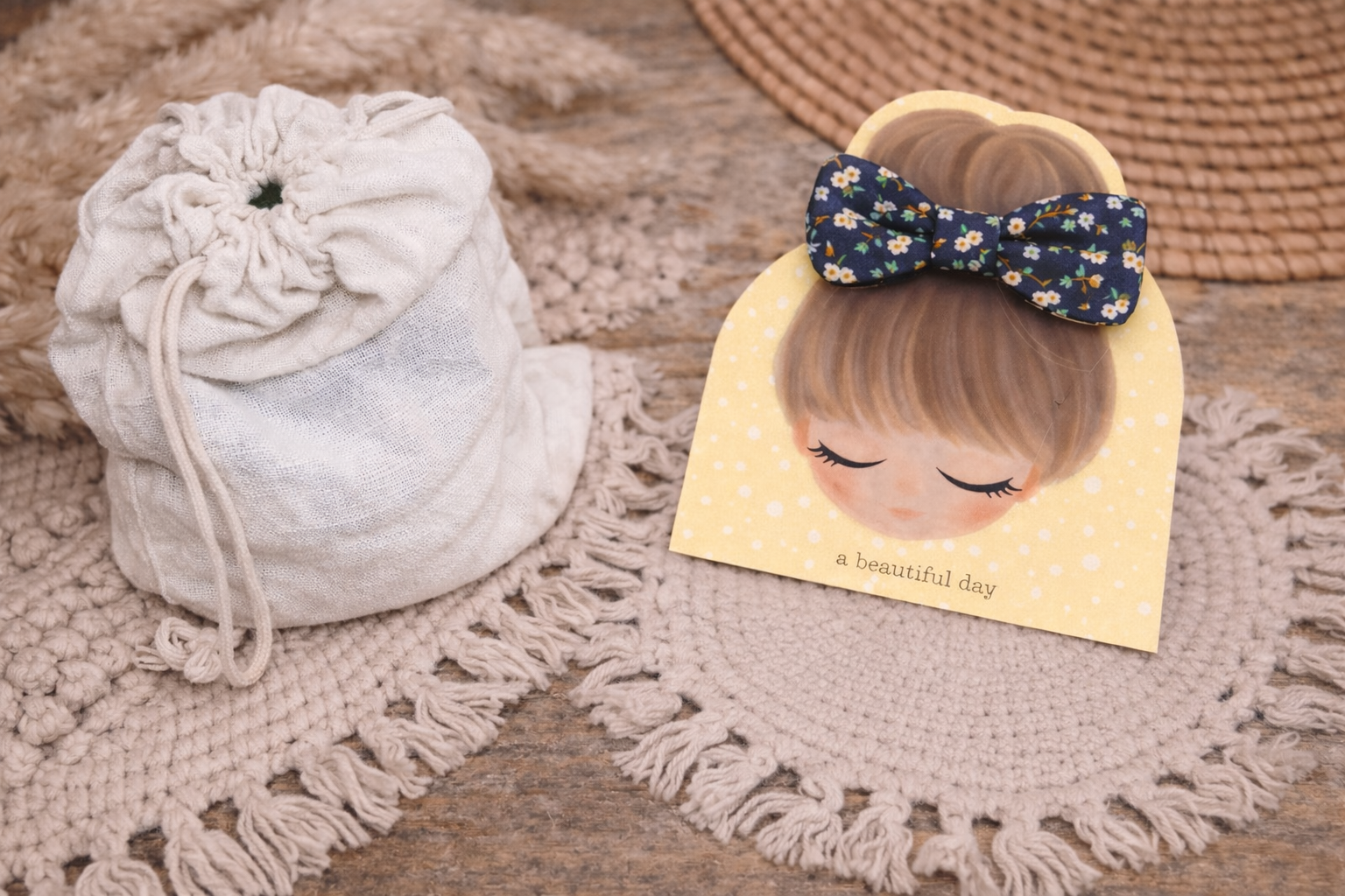 🎀 Élastique cheveux nœud en tissu  – Fait main