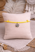 Bracelet cordon jaune fleur – Fait main