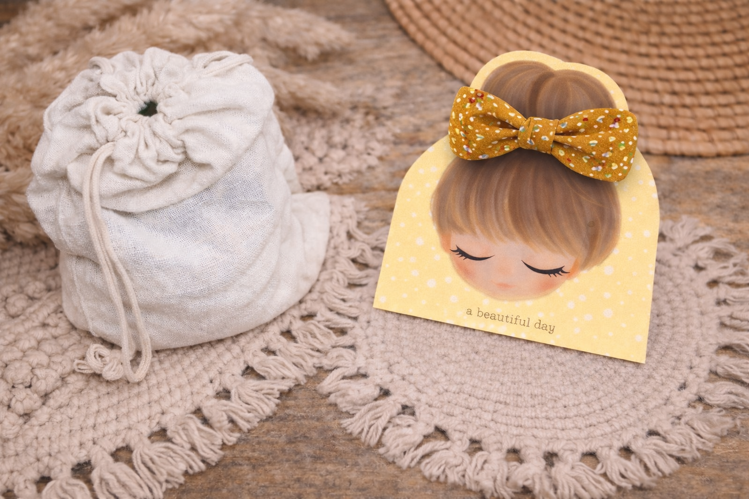 🎀 Élastique cheveux nœud en tissu  – Fait main