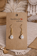 Boucles d’oreilles perle blanche & doré - Acier inoxydable - Fait main
